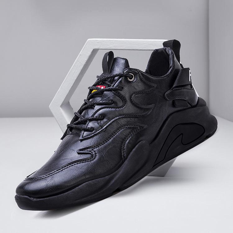 Men's Shoes Autumn and Winter New Low Cut Round Head British Fashion Men's Leather Shoes Running Sports Leisure Shoes