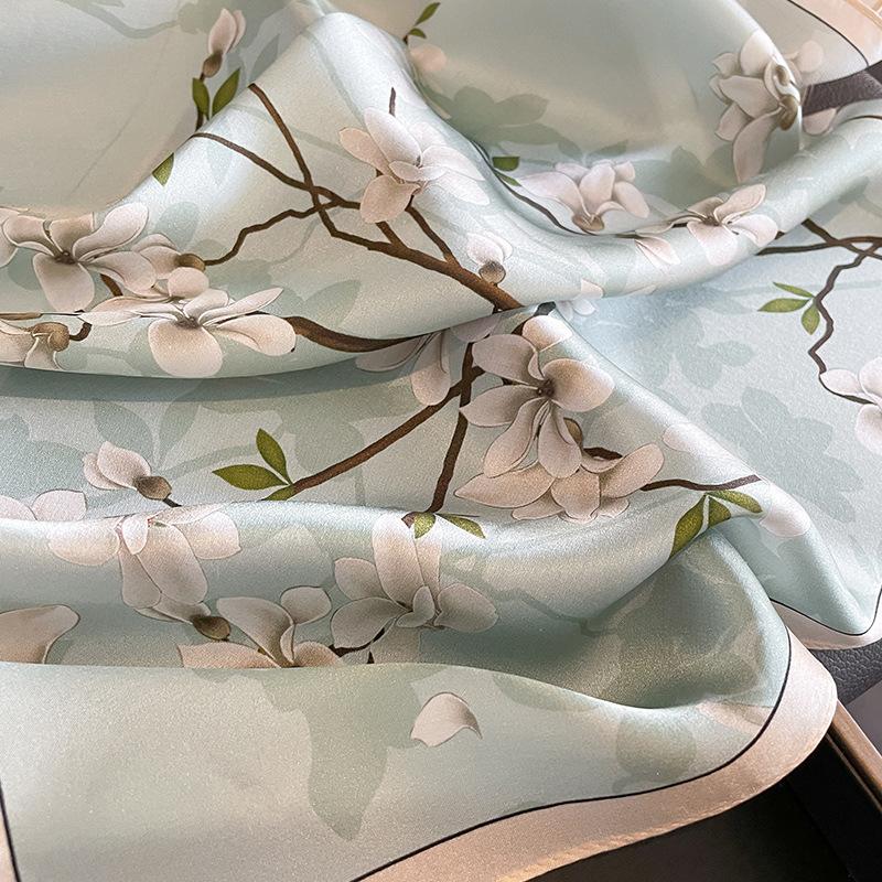 100% Silk scarf Bandana Women Square Scarves Wrap Kerchief Mulberry Spring Fashion Headband Hijab Shawls Foulard bufanda 2024