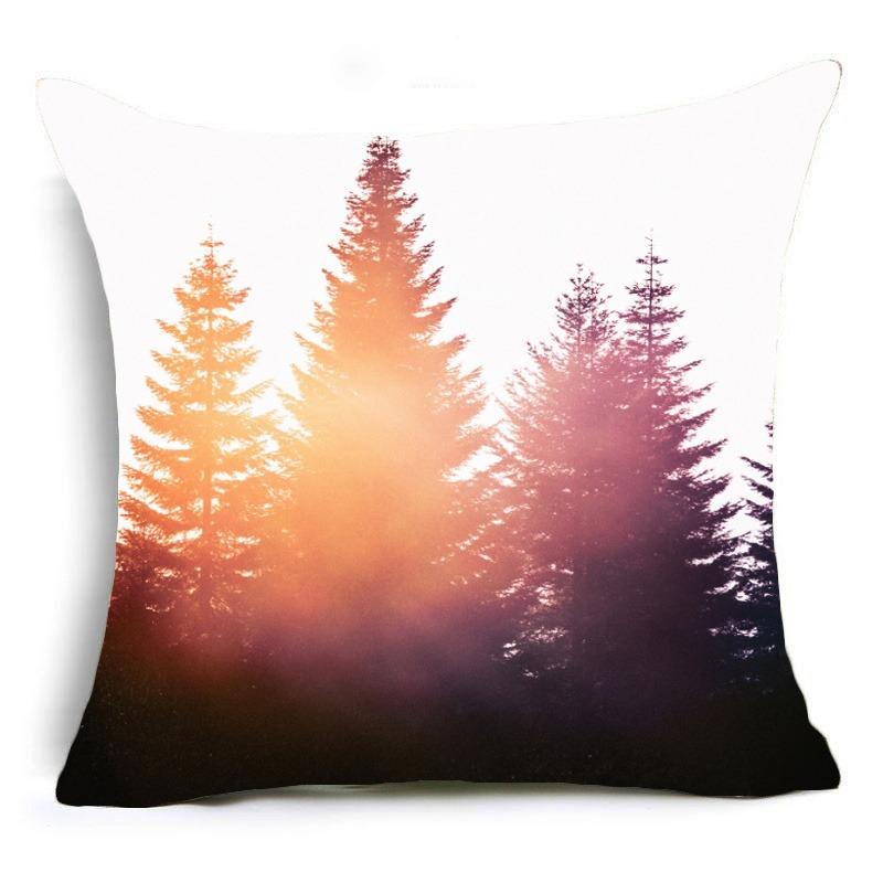 Green Plant Forest Pattern Decorative Pillowcase Living Room Bedroom Square Cushion Pillowcase