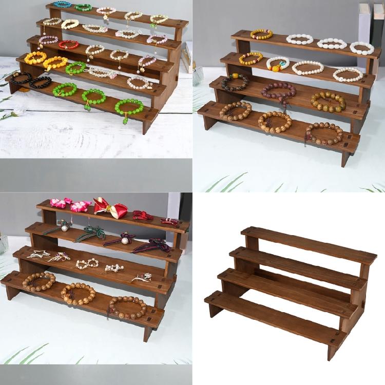 Unique Wood Bangles Display Stand Elegant Four Tiers Stylish Wood Bracelets Holder For Celebration And Gatherings