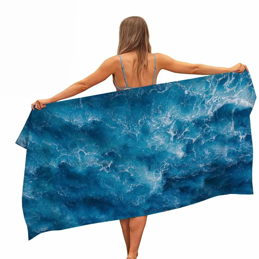 Beach Towel Microfiber Beach Wave Portable Quick Dry Outdoor Travel Camping Beach Swimming Blanket Yoga Gym Mat Women Men Gift