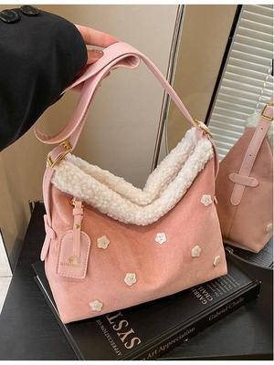 Damen Plüsch Tragetasche - Herbst/Winter Kollektion 2025, Große Kapazität, Lässiger Achselhöhlen-Stil