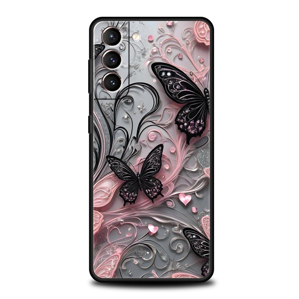 Fashionable Butterfly Flower Pattern Phone Case for Samsung Galaxy S26 S25 S24 S23 S22 S20 S21 FE Ultra S25 Edge Plus Soft TPU