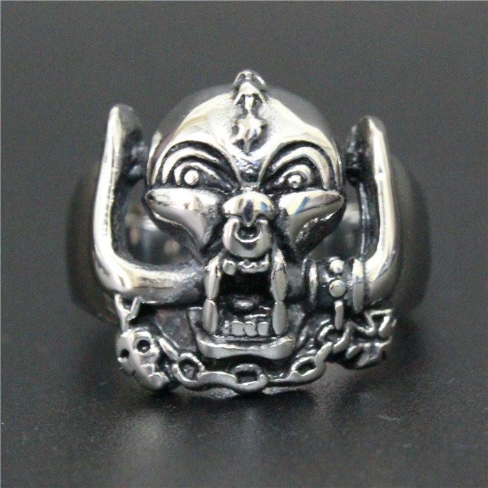 

2026 New Cool Motorcycles Biker Ring with Chain Cross 316L Stainless Steel Mens Women Fashion Helmet Male Biker Ring 7