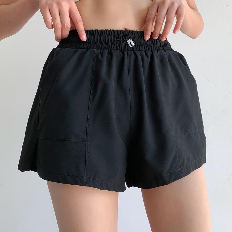 Fake Two Sports Shorts Women's Summer Loose Fitness Anti-walking Light Speed Dry Black Running Pants Elastic Waist