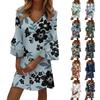 Women's Fashion V-neck Color Large Size Loose Long Large Swing 3/4 Sleeved Dress