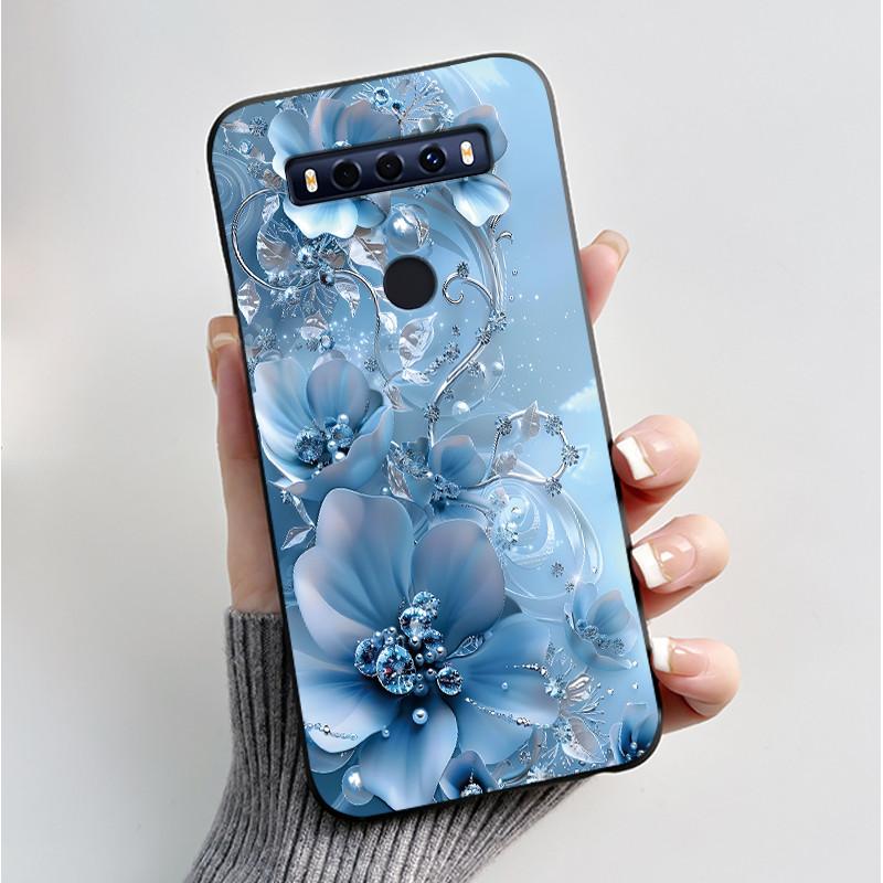 Case For TCL 10SE 10 SE Phone Case Aesthetic Luxury Fashion Butterfly Flowers Black Jelly Soft TPU Silicone Protective Cover