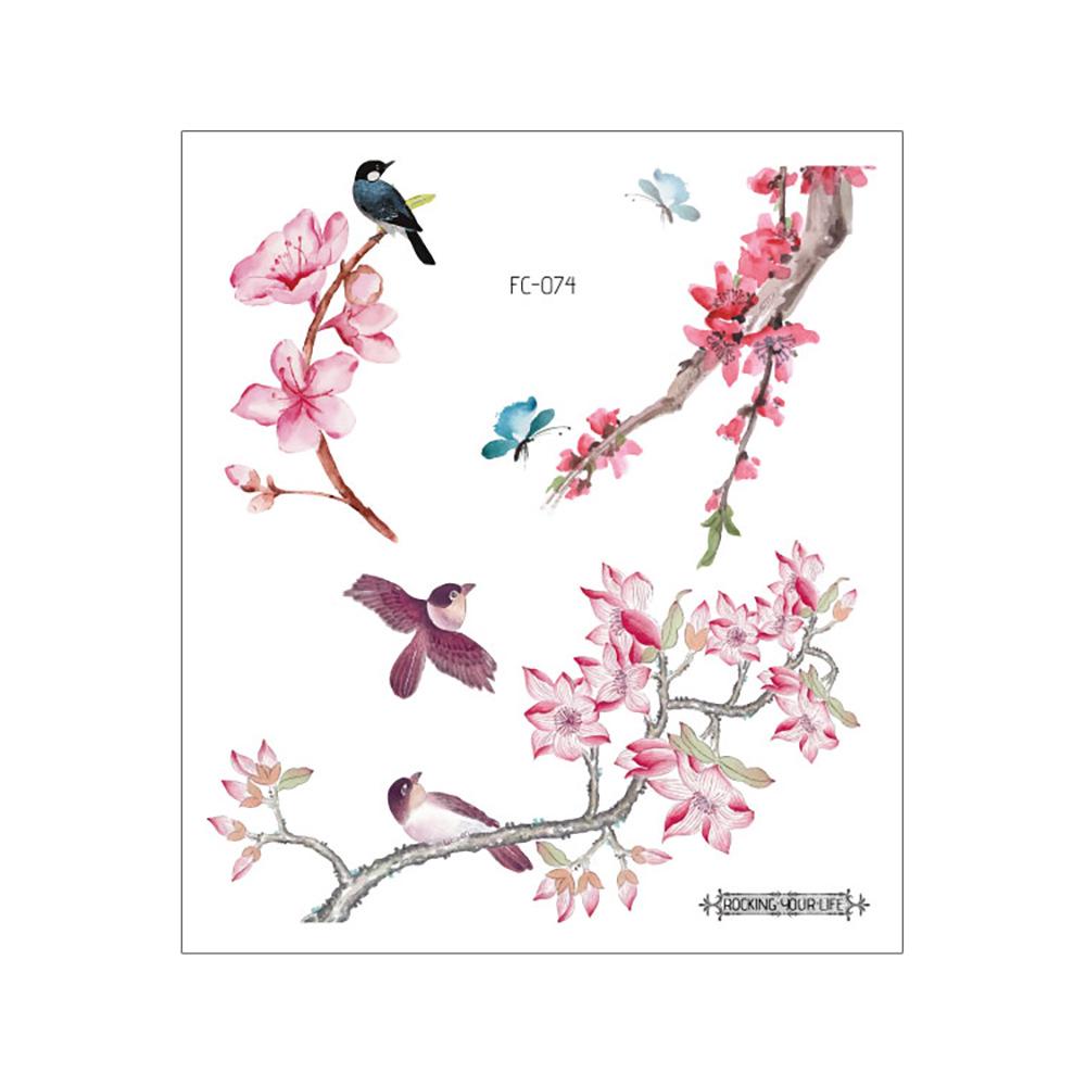 Waterproof Cherry Blossom Tattoo Sticker - Elegant Small Fresh Flower Design for Arm or Collarbone