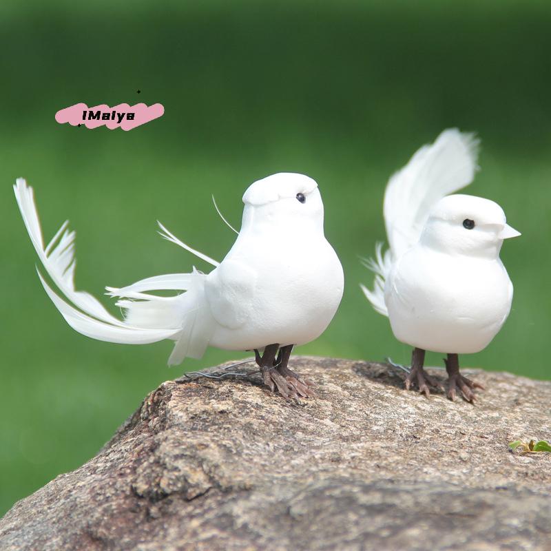 M-1PCS Artificial Birds Simulated little bird, white bird, feathered bird, little white dove Decoration