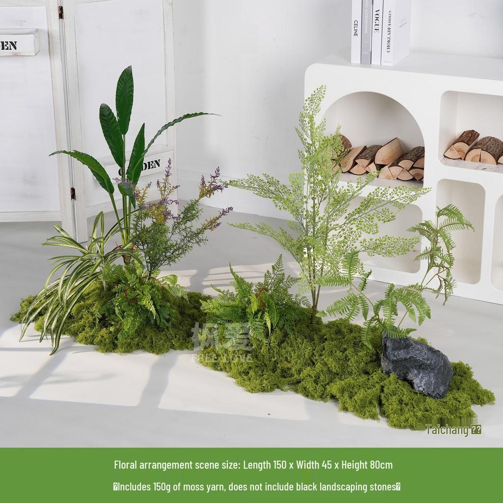 Luxury Faux Green Plant and Flower Decor - Indoor Moss and Grass Clusters for Elegant Landscaping.