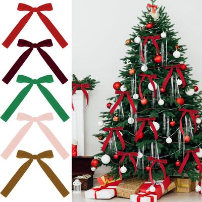 12PCS Velvet Bows Christmas Tree Bowknot Red Christmas Ribbon Bows DIY Crafts Xmas Gift Wrapping for Xmas Home Decoration