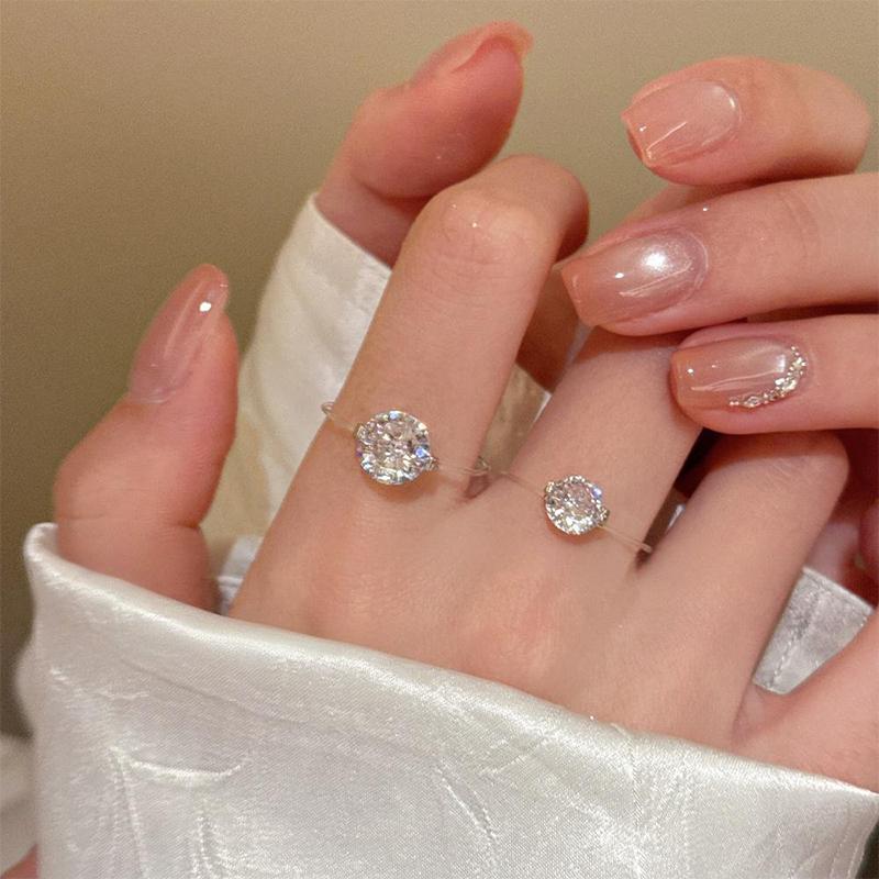Fashion Zircon Ring For Women Transparent Fishing Line Rings Jewelry Gift