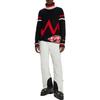 HUGO BOSS FW23 Moment Virgin Wool Sweater With Stripe Intarsia Sweater Men's Black 50510317-001
