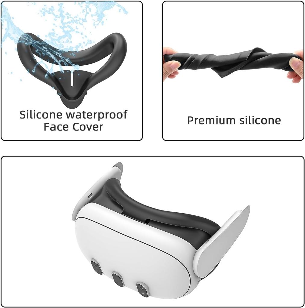Anti Sweat Silicone Face Cover Lens Cover & Controllers Case Set For Meta Quest 3 VR Accessories Protection