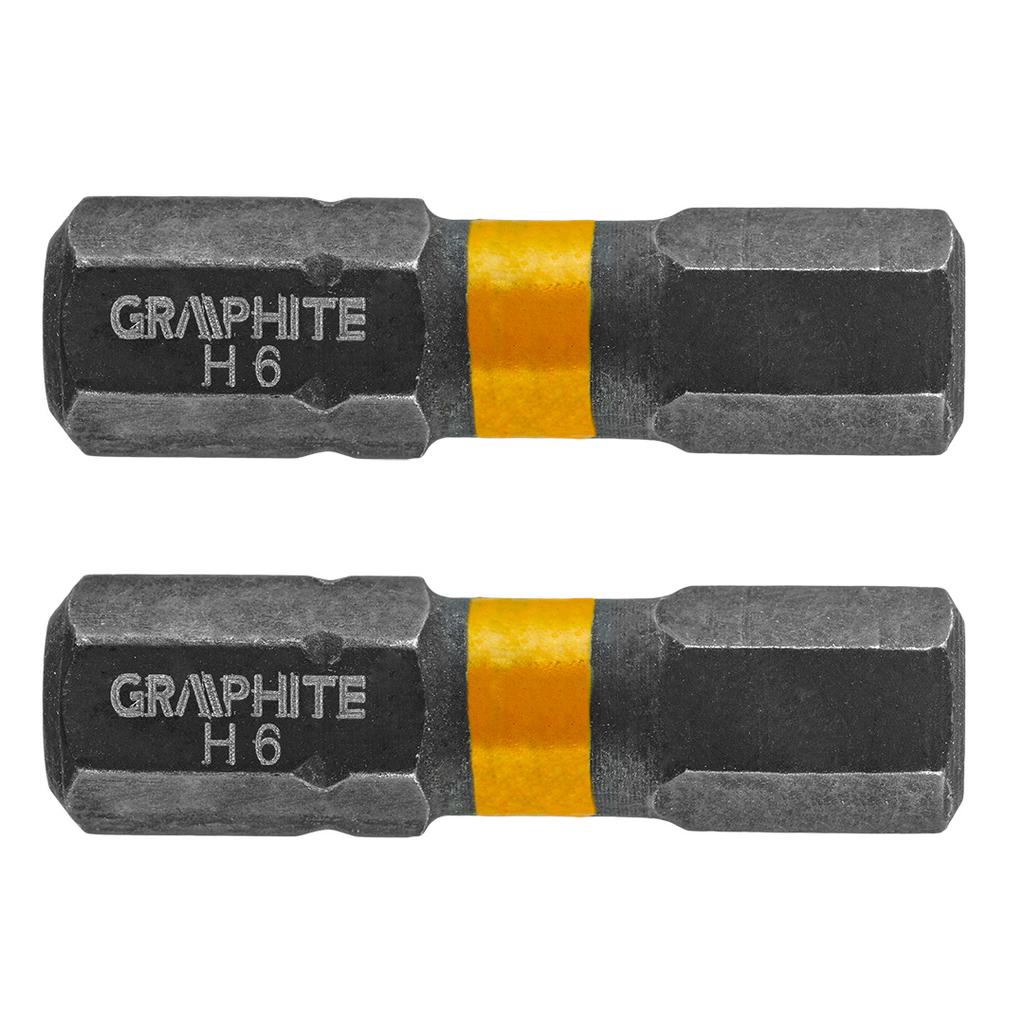 HEX6 x 25 mm impact bits, 2 pcs.