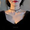 Empfohlener Schmuck Super süße Katze14 Karat vergoldet ultra-glänzender schwarzer Spinell2mm Halskette Choker Schlüsselbein Kette, leichter Luxus