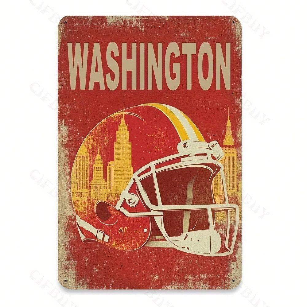 Vintage Metal Sign Washington Fan Retro Aluminium Wall Decor Bar Garage Man Cave 8x12 Inch