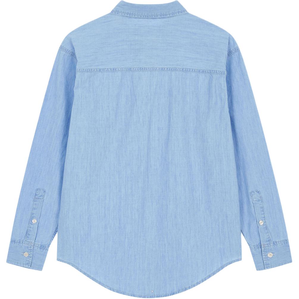 Calvin Klein Solid Color Oversized Denim Long Sleeve Shirt Women tops Light-Blue J224343-1AA
