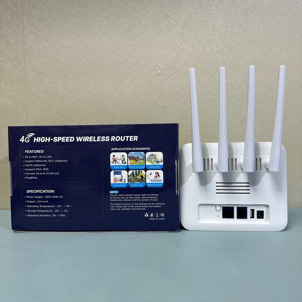 4G LTE WiFi 6 CPE Router with Dual Network Ports and SIM Card Slot