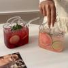 Bicchieri da Bevanda Borsa di Vetro con Cannuccia Bevande Cocktail Creativi a Forma di Borsa Bicchiere da Whiskey per Succhi di Frutta Tè Fiori