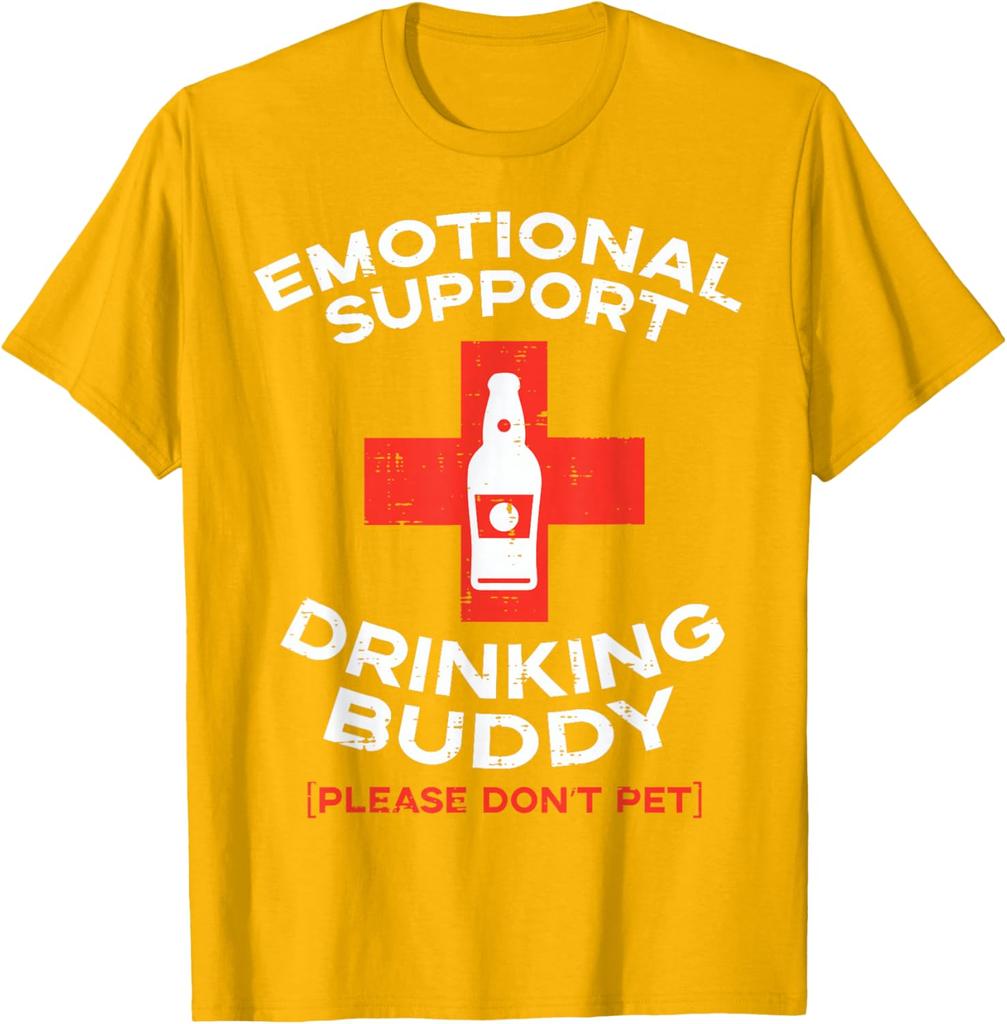 Emotional Support Drinking Buddy Beer Graphic TShirt Funny Gift Casual Cotton Tee