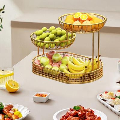 Soporte para cesta de frutas de 3 niveles, soporte decorativo para cuencos, uso doméstico, ahorro de espacio en el escritorio con estilo