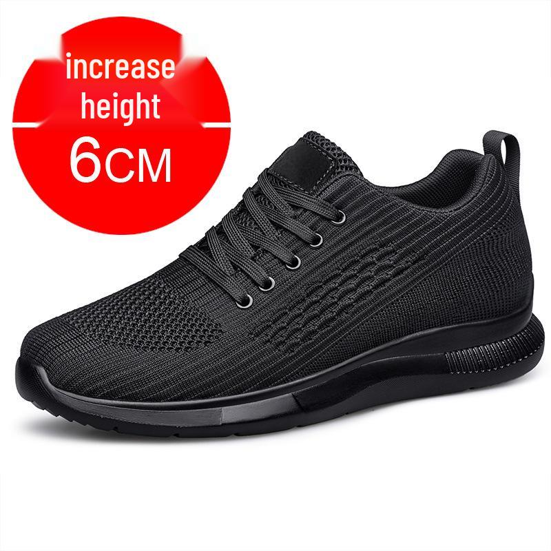 Men s Summer Breathable Flyknit Sneakers – 8cm Height Boost, Casual & Trendy 46