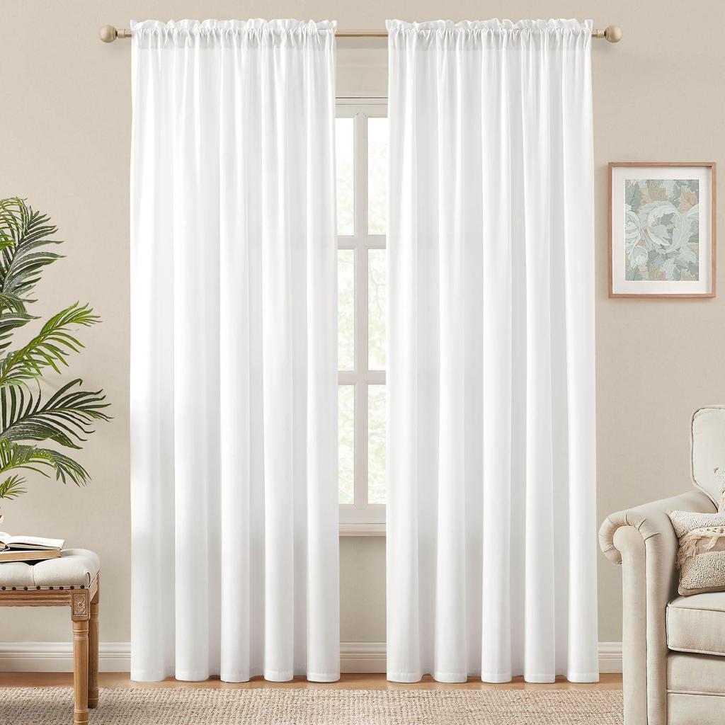White Sheer Light-Filtering Semi-Shading Curtain, Finished Product