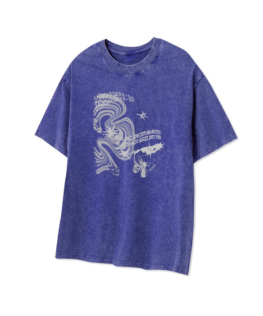 STANDARDERROR 87-Stan333 Y2K Cyber Butterfly Crack Pigment Short Sleeve T-Shirt (4 Colors)