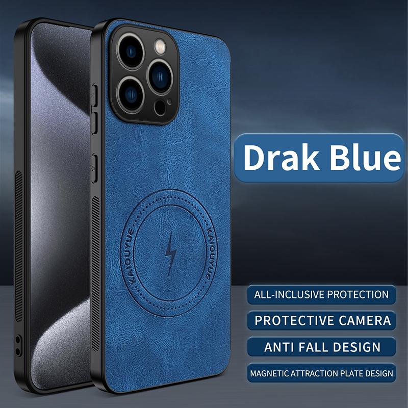 EUCAGR For iPhone 16 Pro Max/16 Pro/16Pro Case Simple Stylish Magnetic Suction Luxury PU Leather Skin-friendly Anti-drop Cover