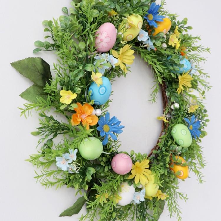 Easters Door Wreath with Artificial Flower and Eggs Delicate Easters Wreath with Faux Flower and Eggs for Holiday