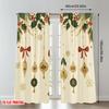2pcs 2D flat printing Christmas Hot Party Curtains Christmas Holly Bells Ornaments Digital Printed Polyester Drapes Holiday