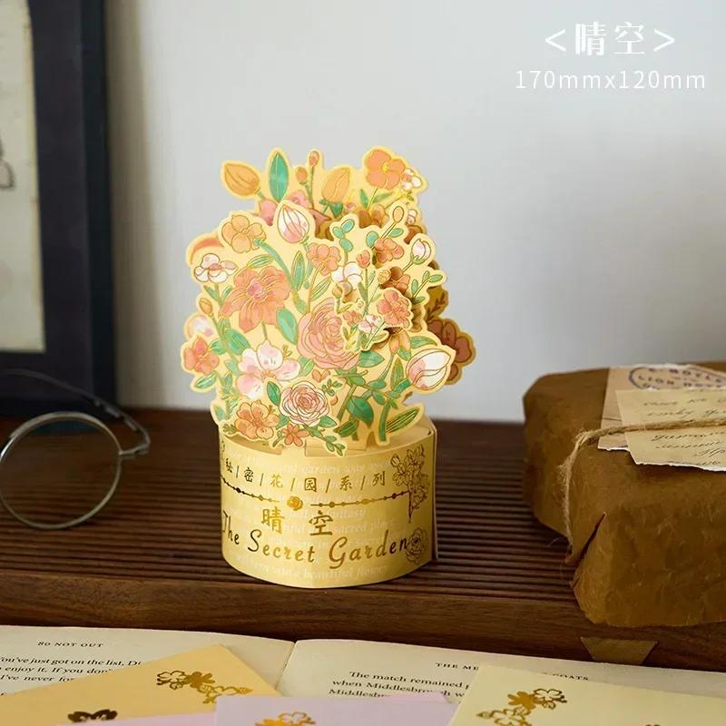 

Premium 3D Pop-Up Flower Bouquet Greeting Card - Gold Foil Hot Stamping Romantic Ornament Unique Handmade Gift Postcard
