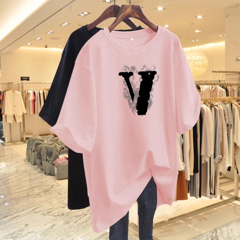 Oversized Dropped Shoulder White Letter Short Sleeve T-shirt for Women - Trendy Summer Fashion