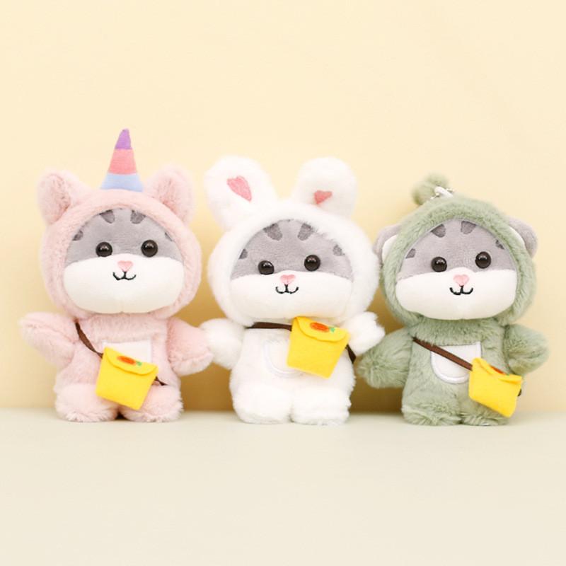 Cute Cat Plush Toy Keychain Fluffy Bunny Transformable Small Kitty Bag Accessory