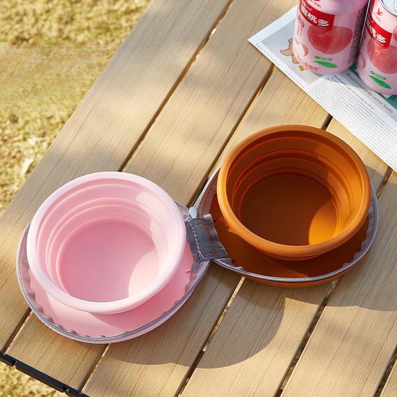 New Cute Pet Silicone Dual Use Drinking Bowl Outdoor Portable Folding Storage Cat Pet Bowl
