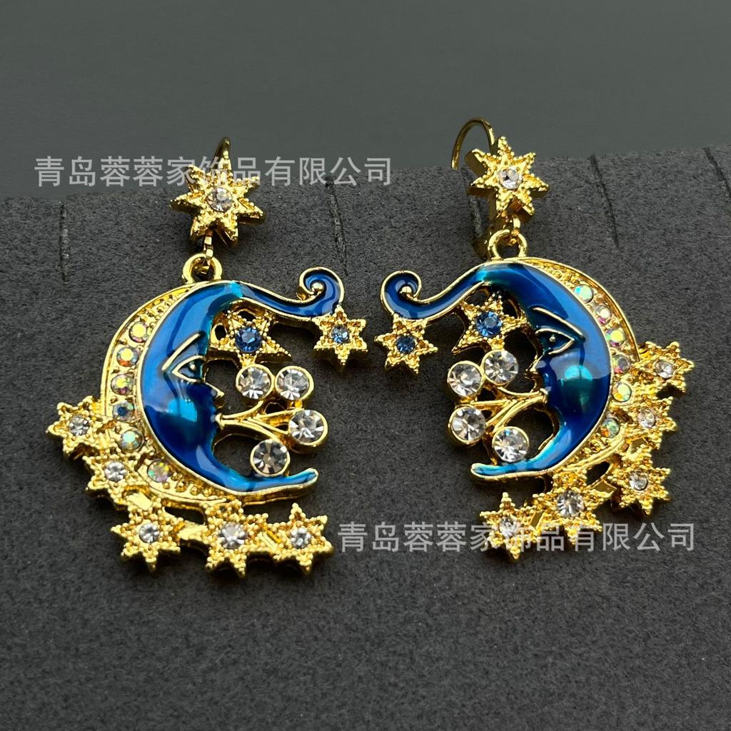 Of Antique European Jewelry Moen Face Sun Moon Vintage Necklace Unique High-end Feel