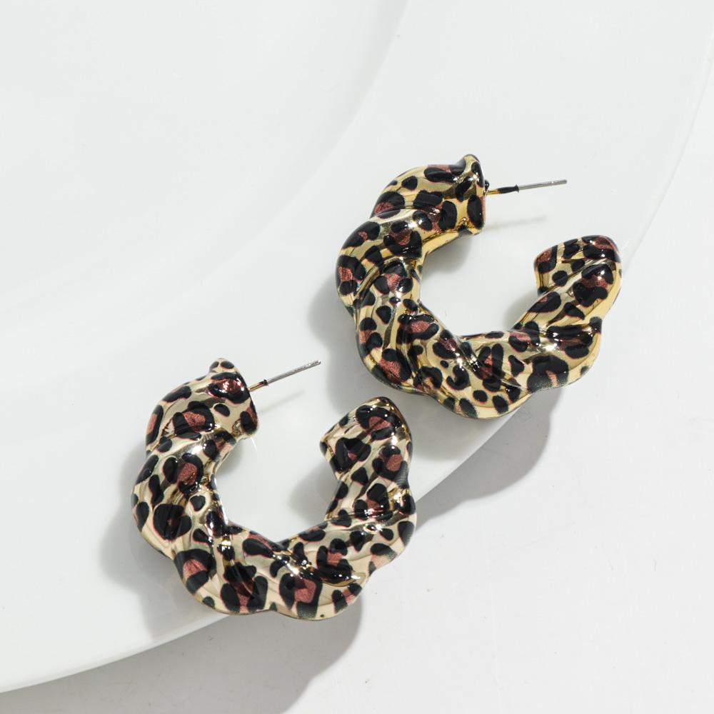 Vintage Leopard Gold Plated Earring Hoops for Women Exaggerated Chunky Geometric Circle Huggies Earrings Statement Jewelry Gifts