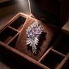 Marquise Stone Brooch Pin with Leaf Shape, Silver-Tone Branch Setting and 8 Cm Size for Lapel, Coat or Dress Accent
