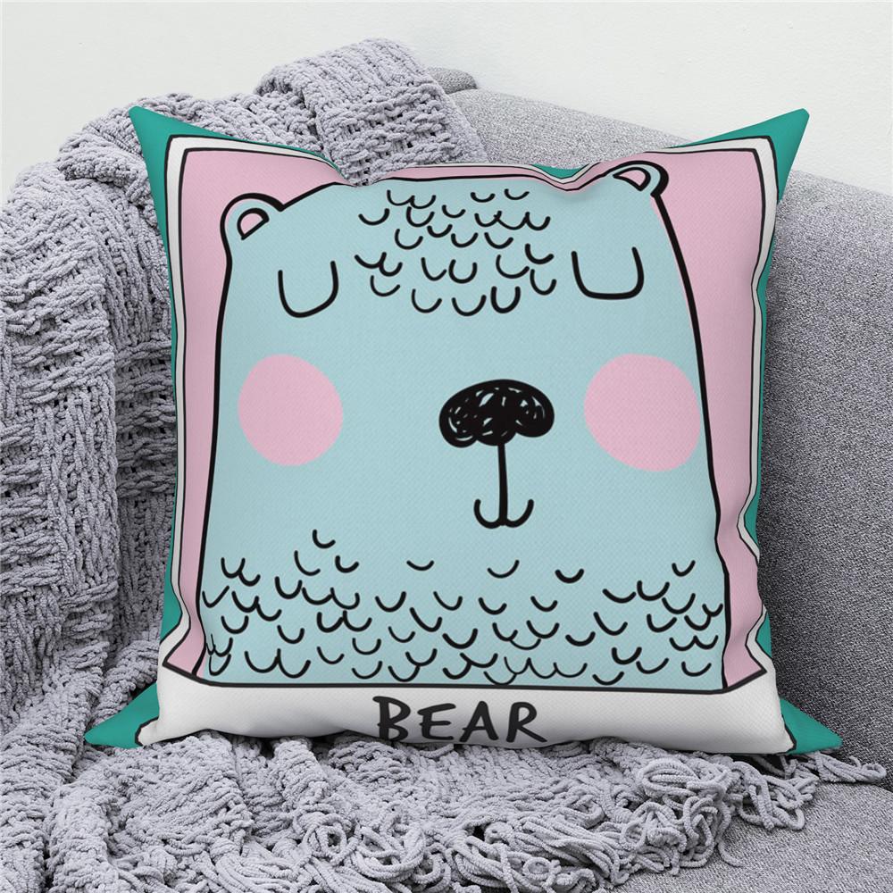 White Throw Pillow Cover Home Decor Sofa Decorative   Cartoon Animal Cushion