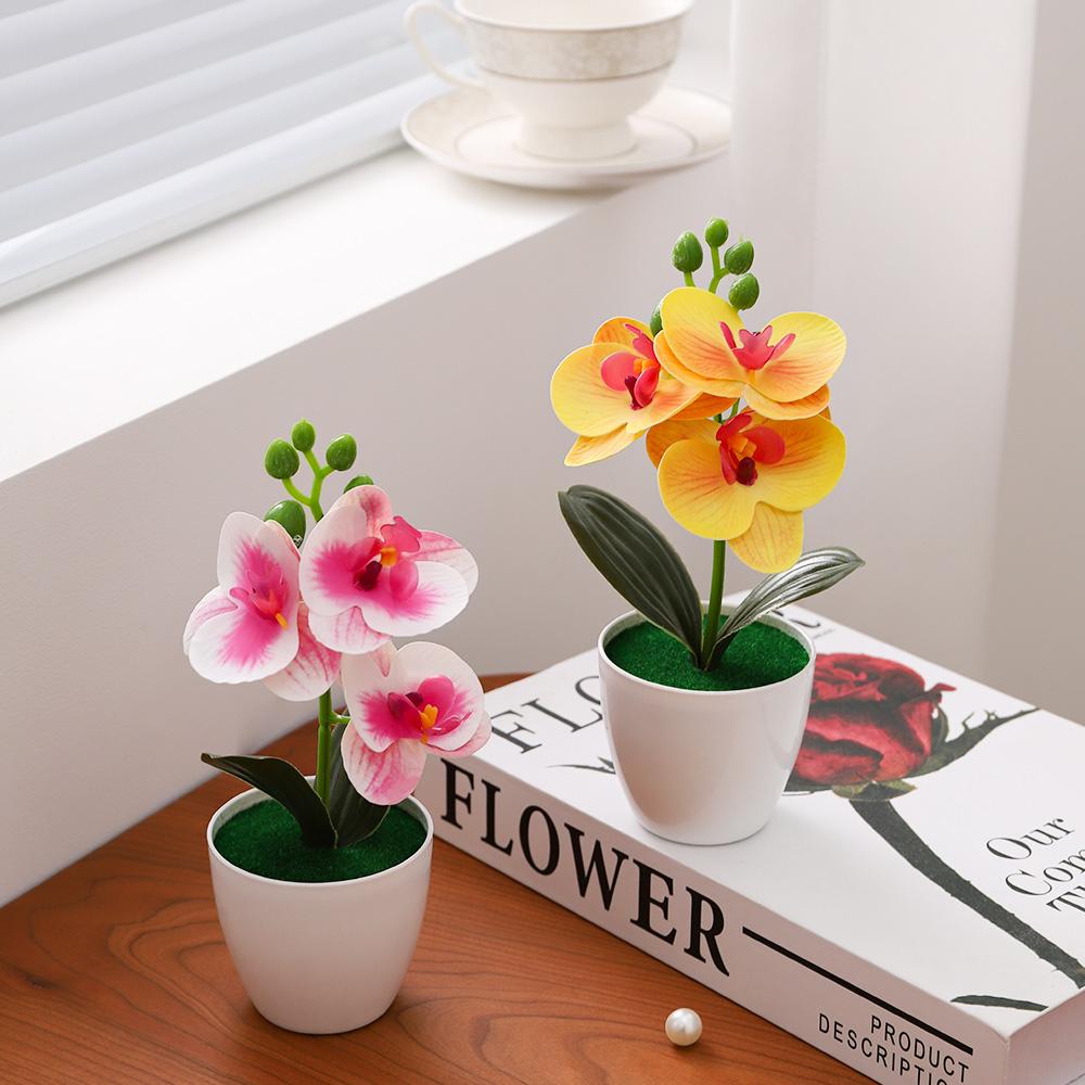 Artificial Phalaenopsis Bonsai Simulation Plants Pot Plants for Home Garden Table Bedroom Decoration Outdoor Fake Plant Ornament