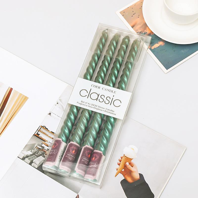 

4 шт. цветных подсвечника с резьбой на длинном шесте, романтические семейные свечи, украшения для ужина, свадьбы, дни рождения, свечи