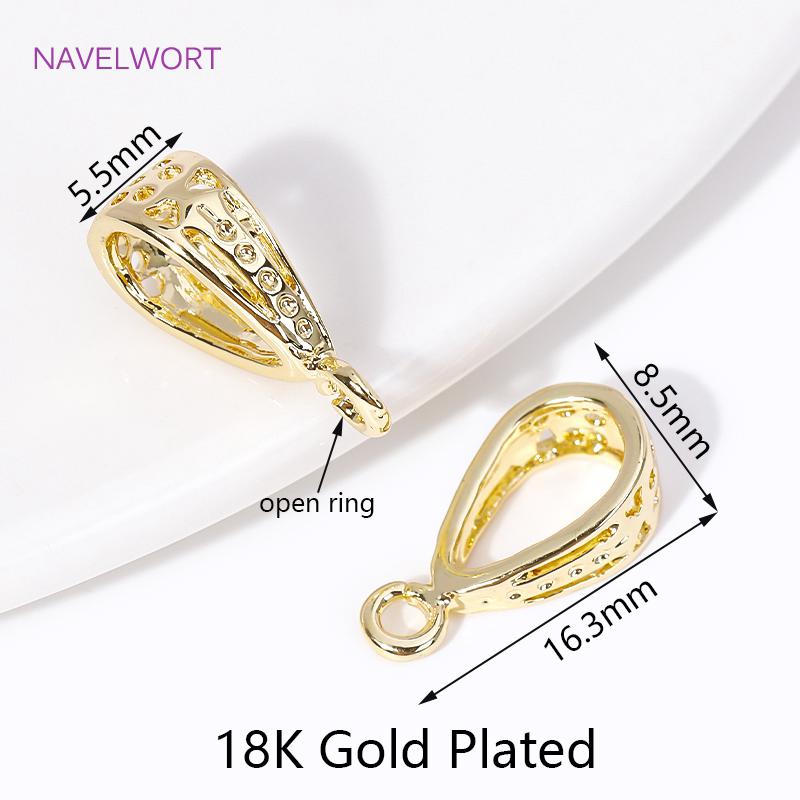 Fashion 18K Gold Plated Brass Droplet Shape Pendant Bail Connector For Jewellery Making Supplies DIY Necklace Making Accessories