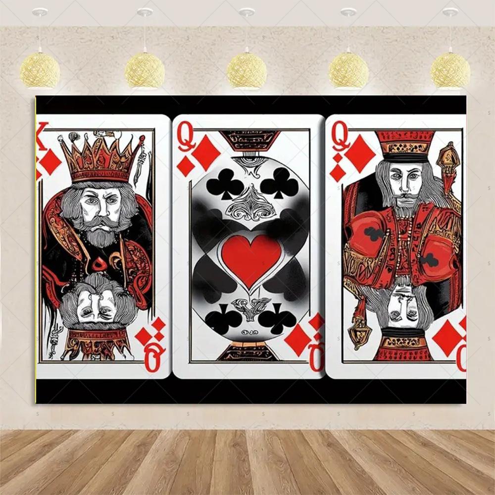 Decorazioni Festa di Compleanno a Tema Carte da Gioco Striscione Sfondo Casinò Dado da Poker Sfondo Scintillante Forniture Oggetti di Scena per Fotografia