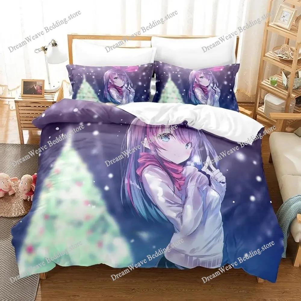 Kawaii Girls Kizuna AI Cartoon Poster Sheets Quilt Covers Bedding Dormitory Sheets Bedding Set Soft Warm Bedding Set Luxury Gift