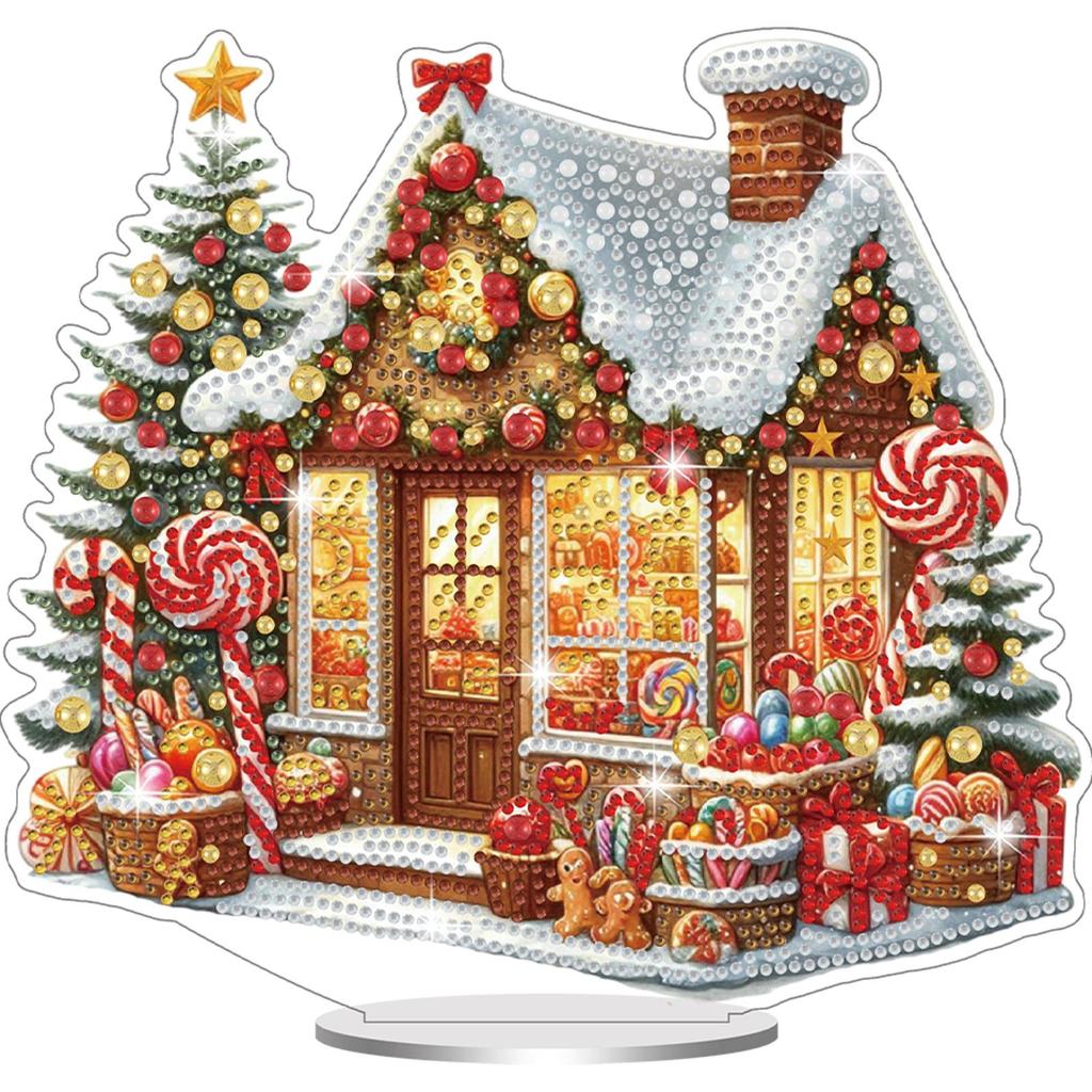 Acrylic 2D/Flat Christmas DIY Table Top Diamond Painting Ornament Kits Desktop Diamond Art Kits for Home Office Desktop Decor