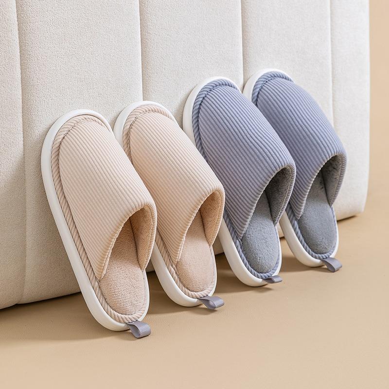 Japanese cotton slippers women's autumn and winter confinement plush couple home indoor floor soft bottom warm non-slip cotton mop men