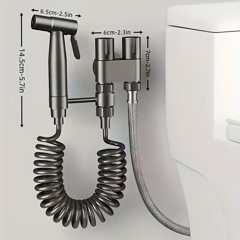 6pcs High-Pressure Toilet Spray Gun Set - 304 Stainless Steel Wall-Mounted Toilet Spray Gun, Suitable for Toilets, Sinks,