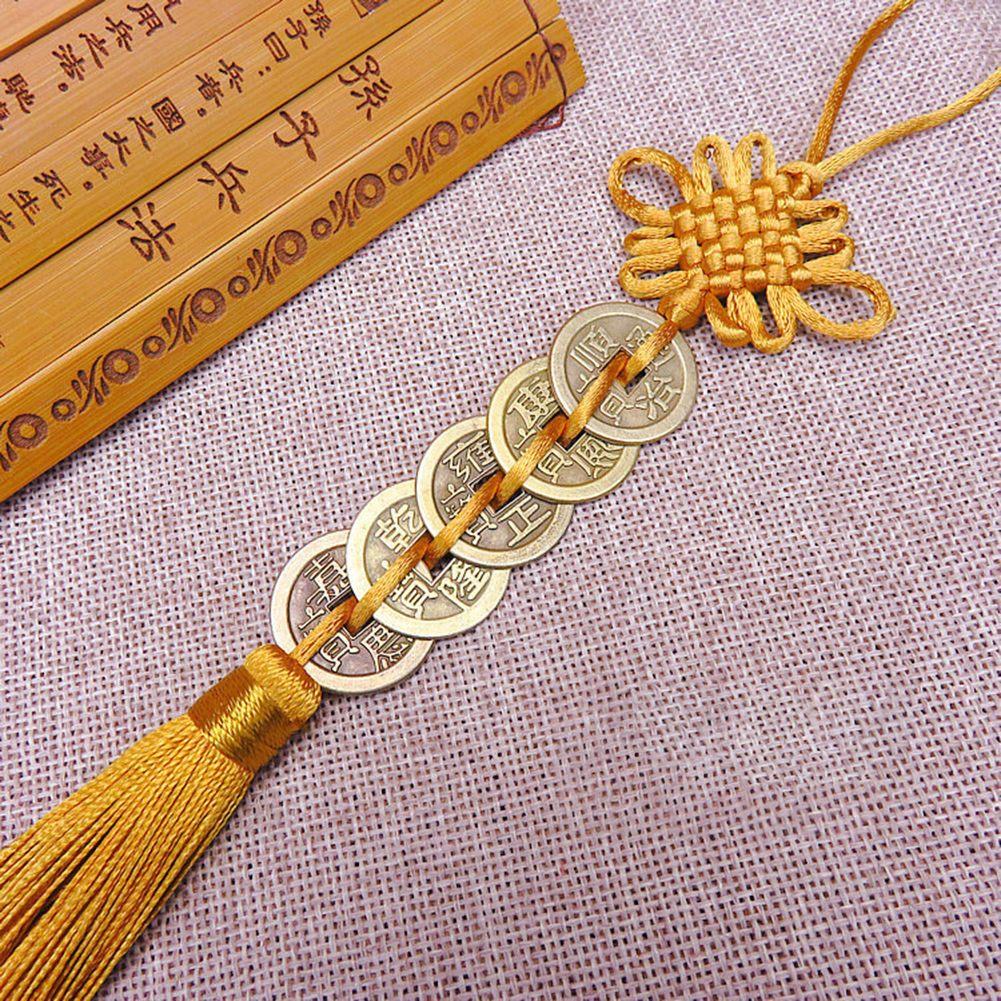Feng Shui Chinese Knot Pendant Featuring Copper Lucky for Wealth Success and Prosperity Home Office Decoration