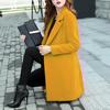 Dames Winterjas Koreaanse Stijl Herfst Grote Maten Warm Dubbele Knopen Dikke Kraag Lange Mouwen Effen Kleur Damesjas